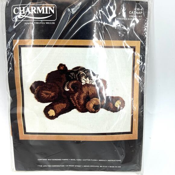 Vintage Charmin Crewel Kit Catnap 36-4 New Sealed in Package - Picture 1 of 5